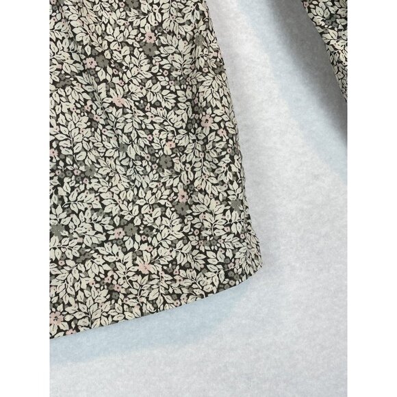 Edgehill Collection Girls 4T Floral Long Sleeve Blouse 100% Cotton Grey White Pi - Picture 2 of 8